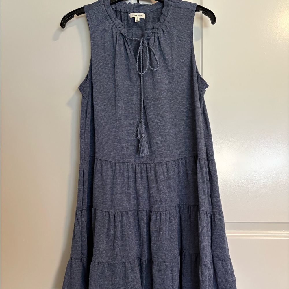 Max Studio Sleeveless Tiered Mini Dress - Slate Blue